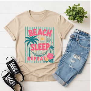 Beach Sleep Repeat Graphic Tee TheCraftNook