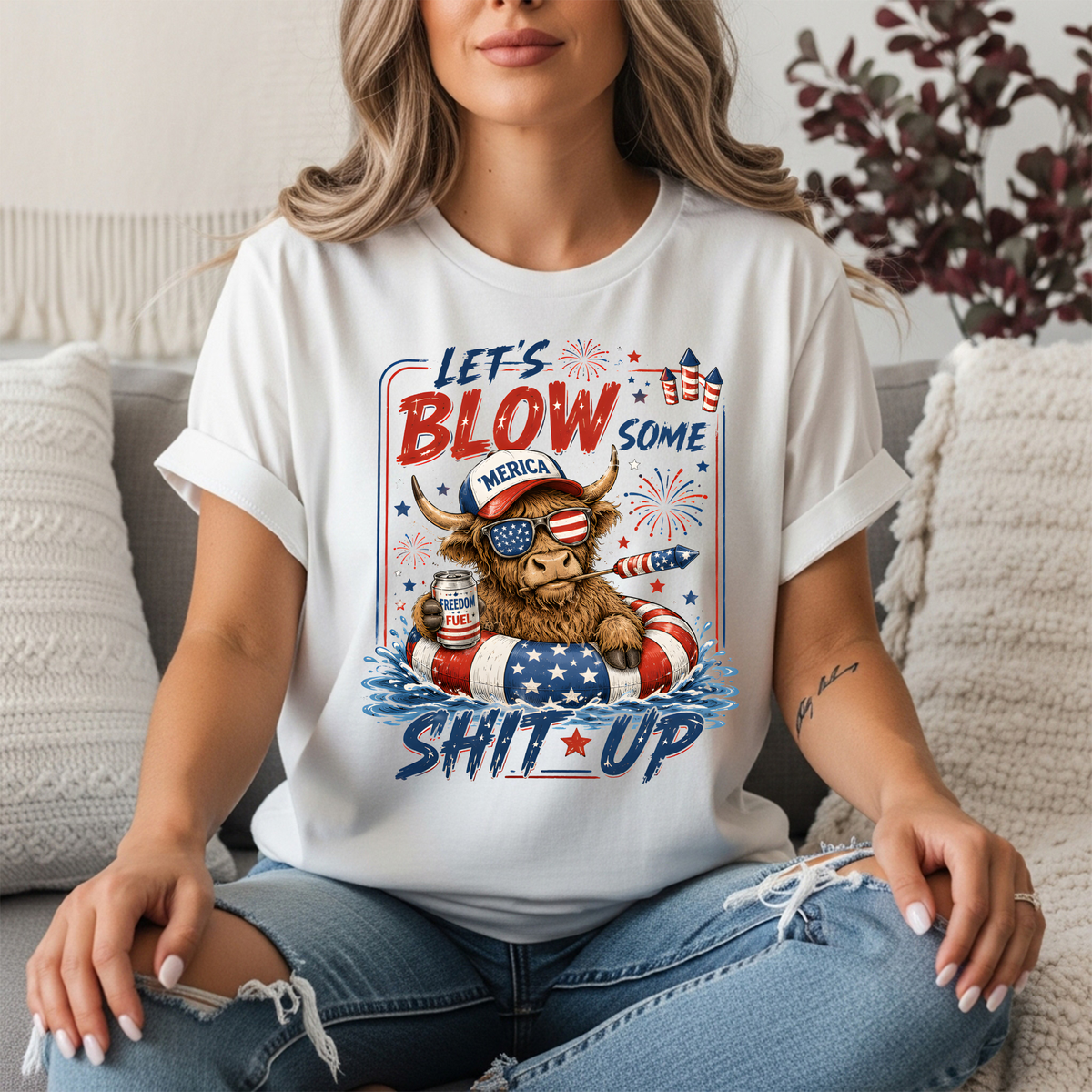 Let's Blow Fireworks 4th of July Graphic Tee TheCraftNook