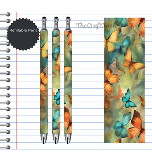 Butterfly Refillable Pens, multiple options and Images available. TheCraftNook