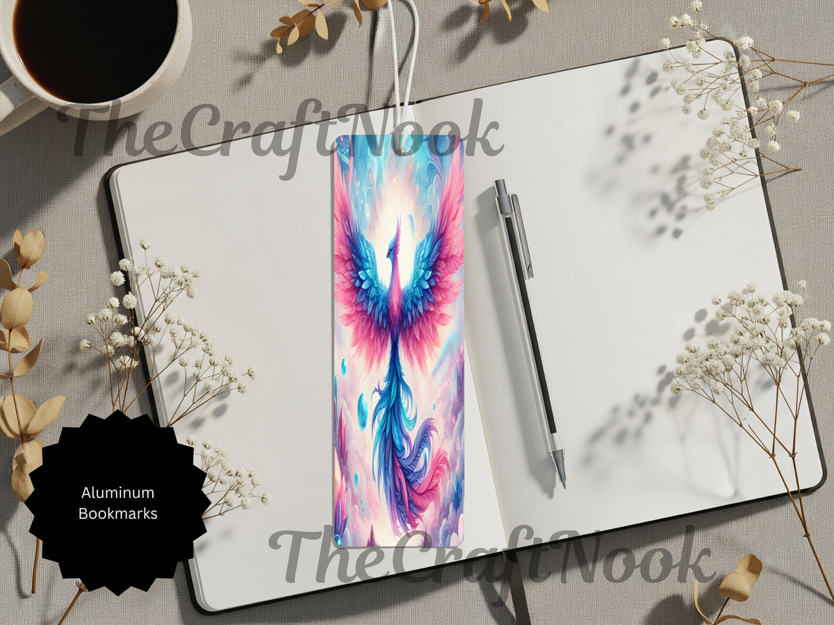 Phoenix Bookmarks - Handcrafted Metal Fire Bird Bookmarks with Beads & Glitter TheCraftNook