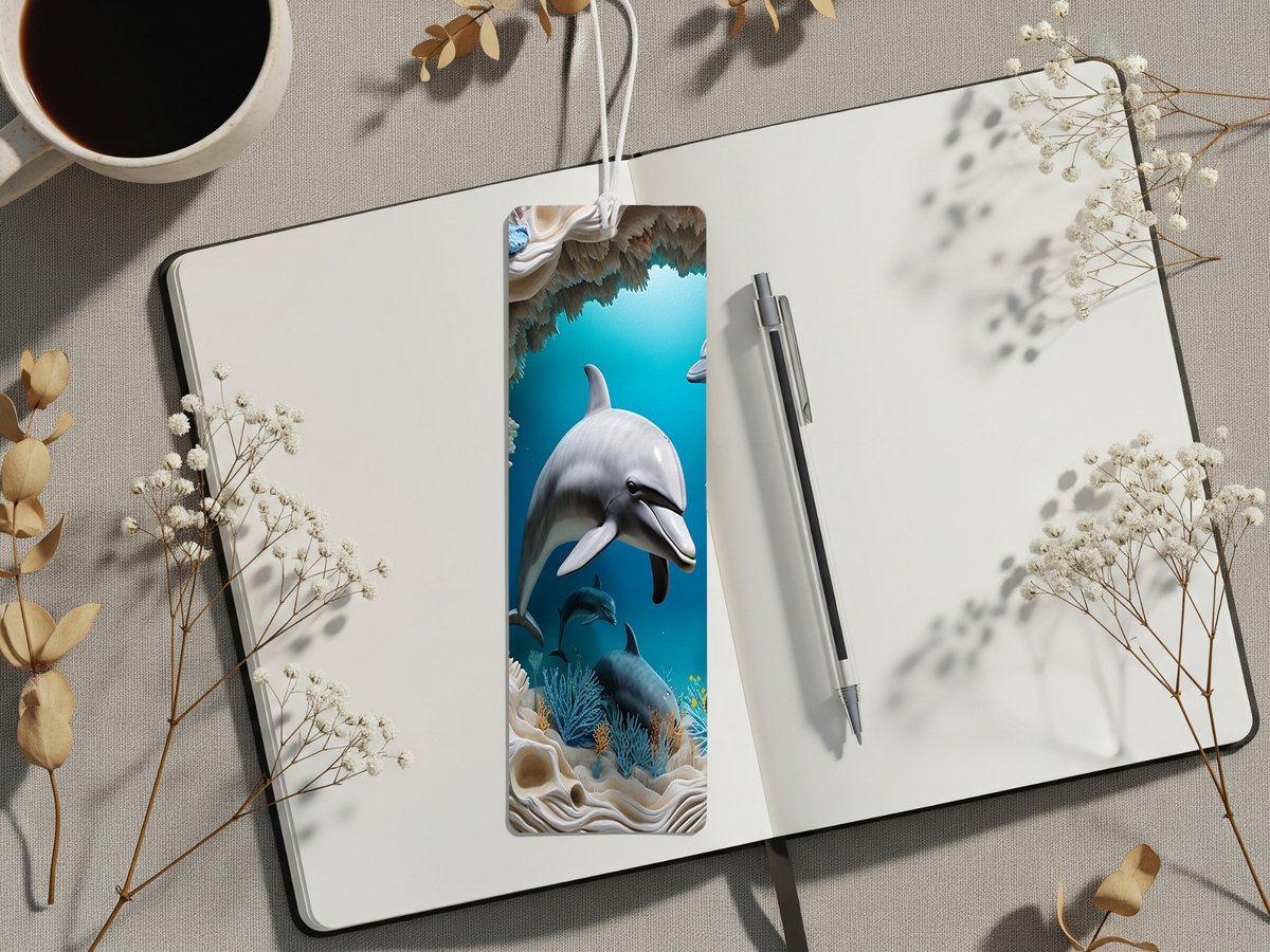 Aluminum Metal Bookmarks, Dolphin images. Make every chapter a splash! TheCraftNook