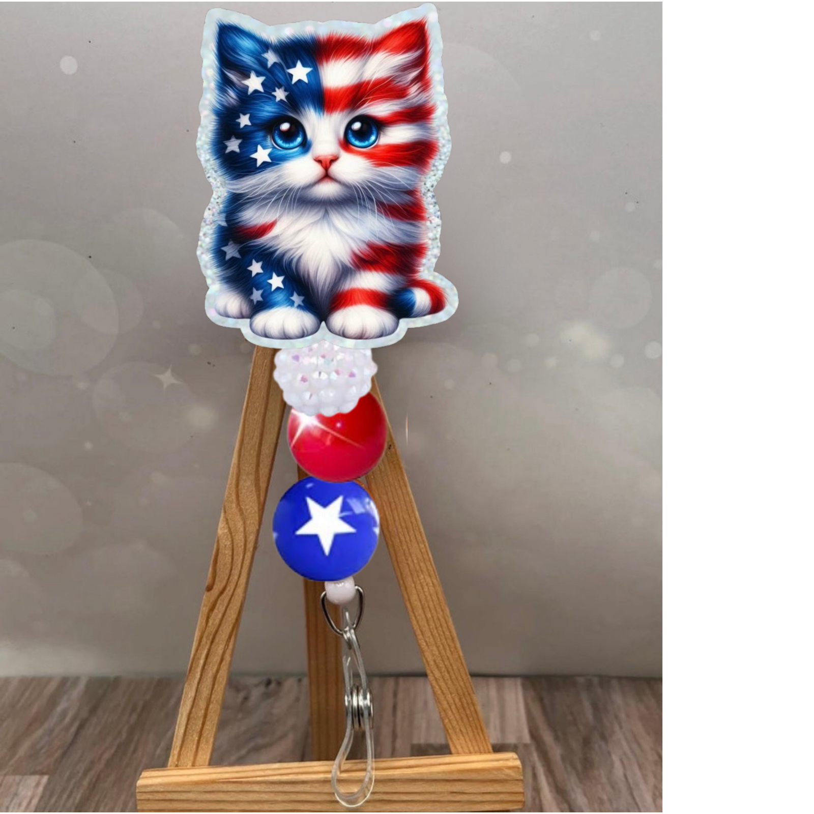 Patriotic Kitten Badge Pull TheCraftNook