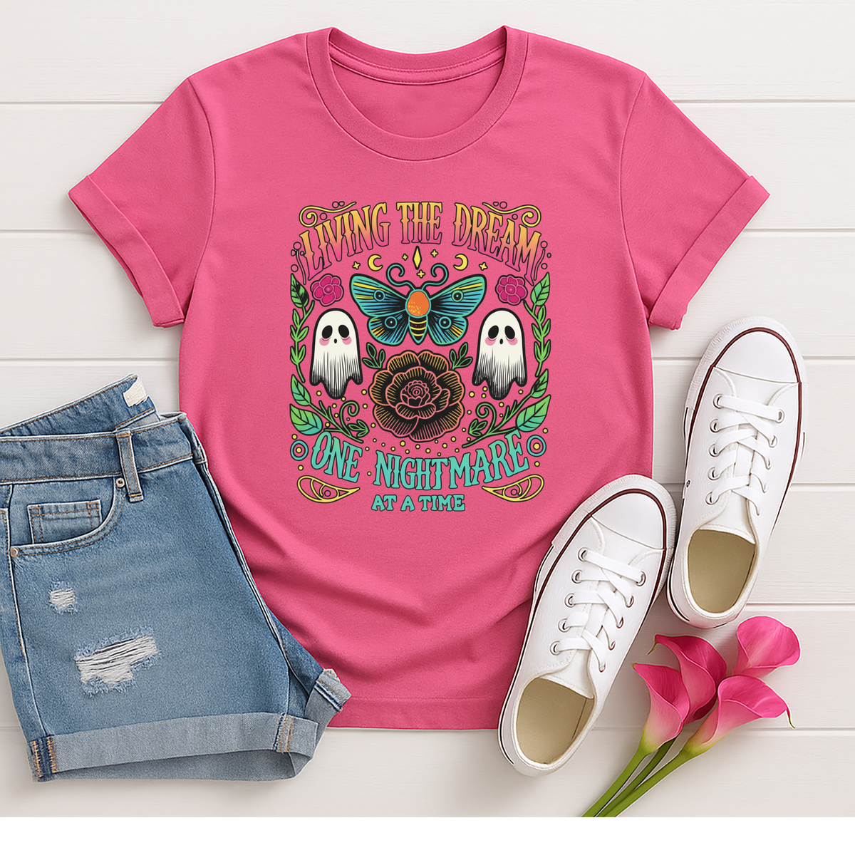 Living the Dream Bright Graphic Tee TheCraftNook