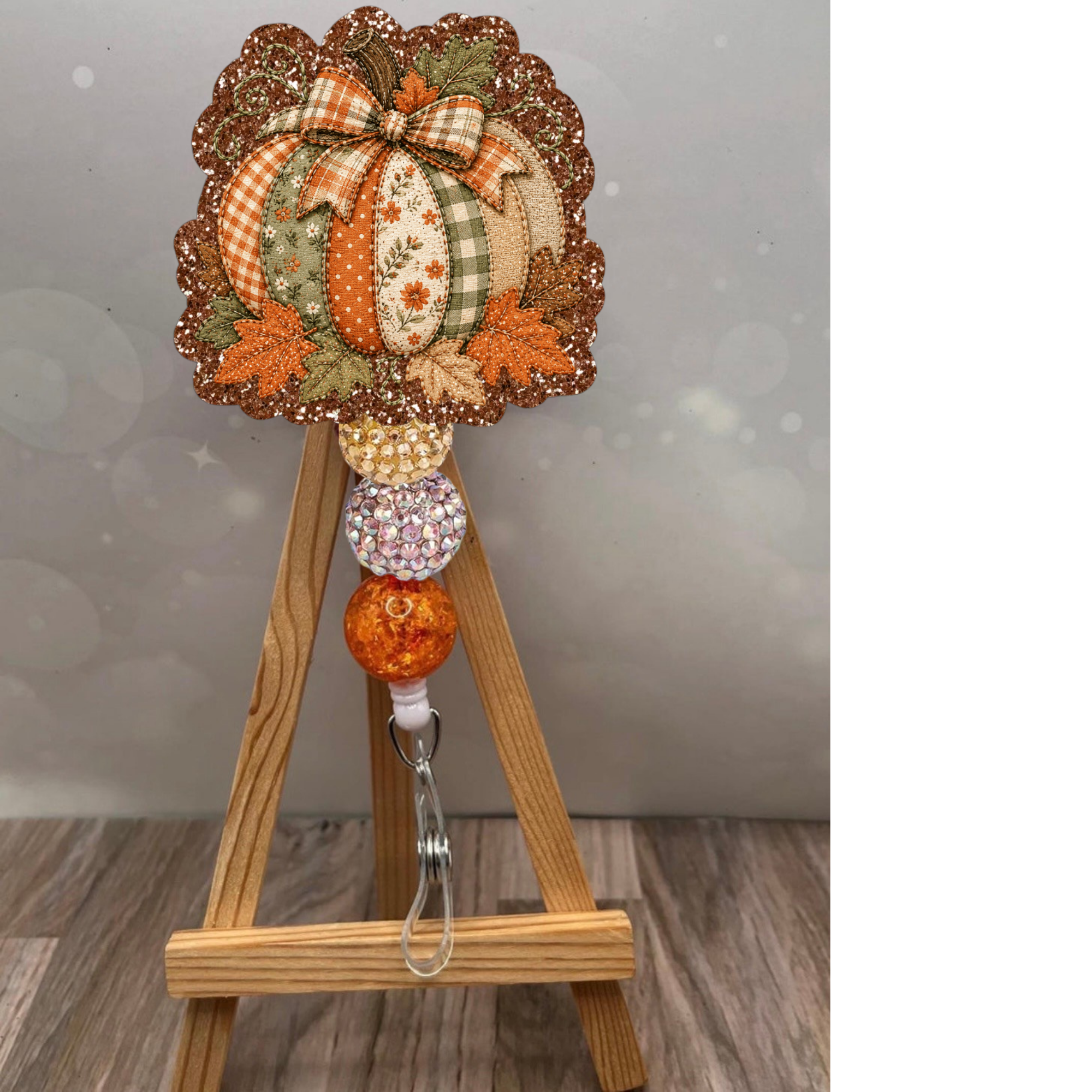 Patchwork Pumpkin Badge Pull