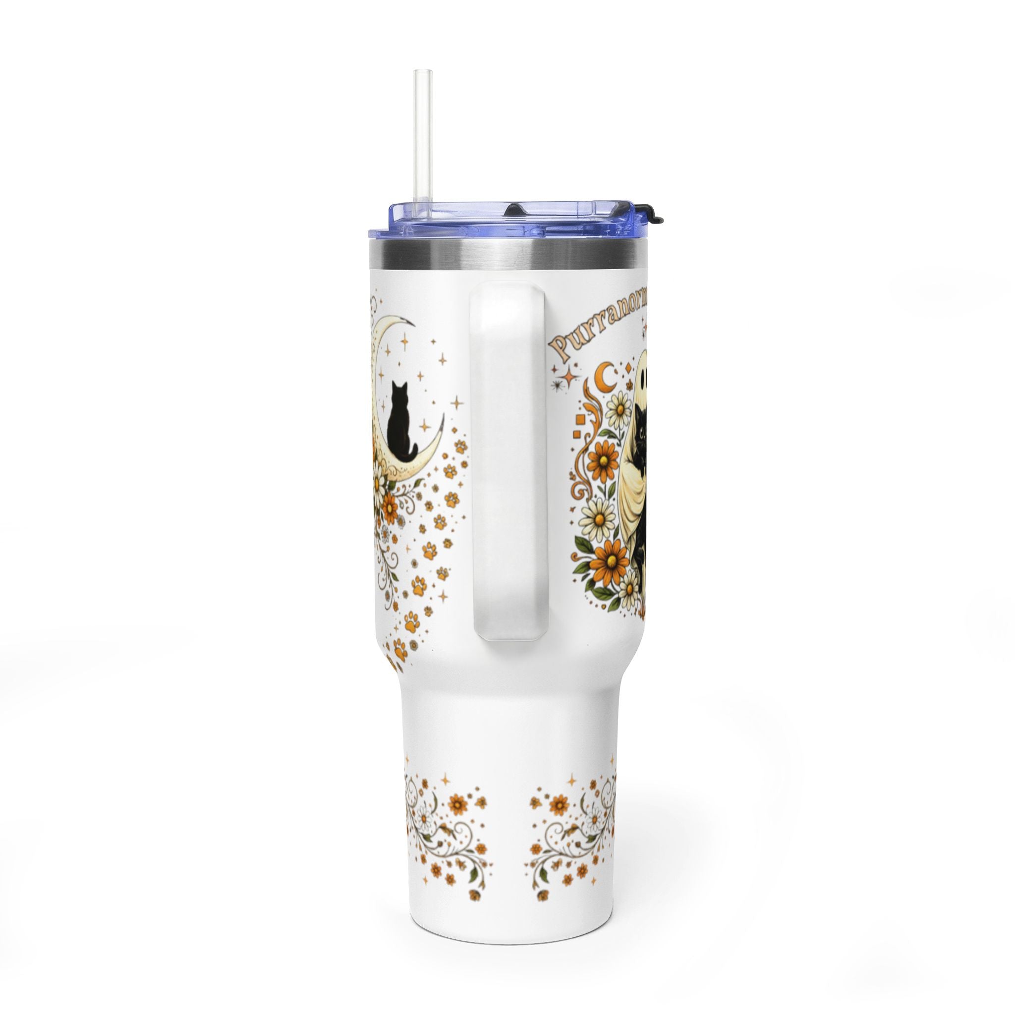 Ghost Cat in Bloom 40 oz Thermal Tumbler