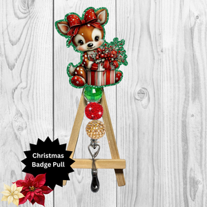 Cute Reindeer Glitter Badge Pull | Badge Reel TheCraftNook