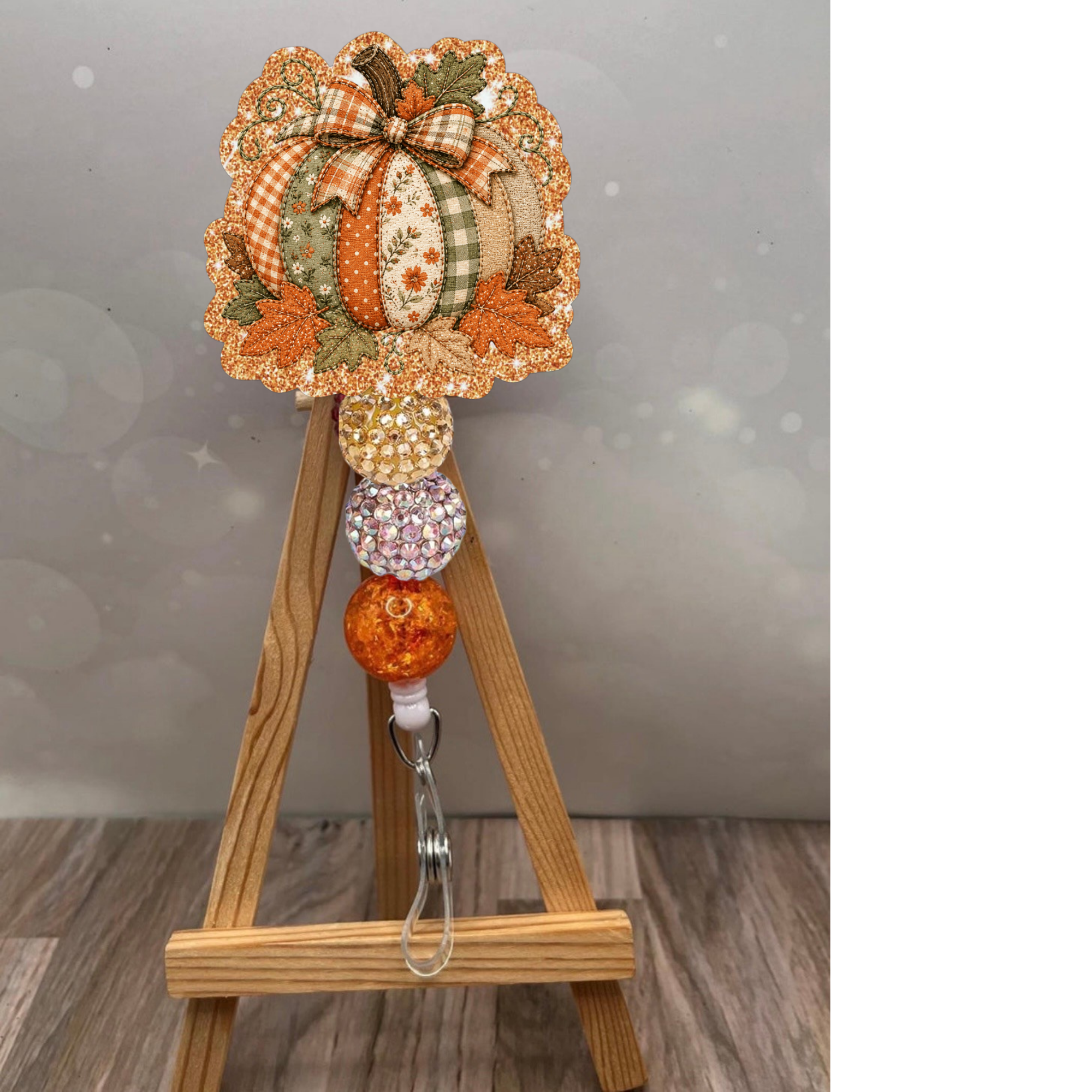 Patchwork Pumpkin Badge Pull