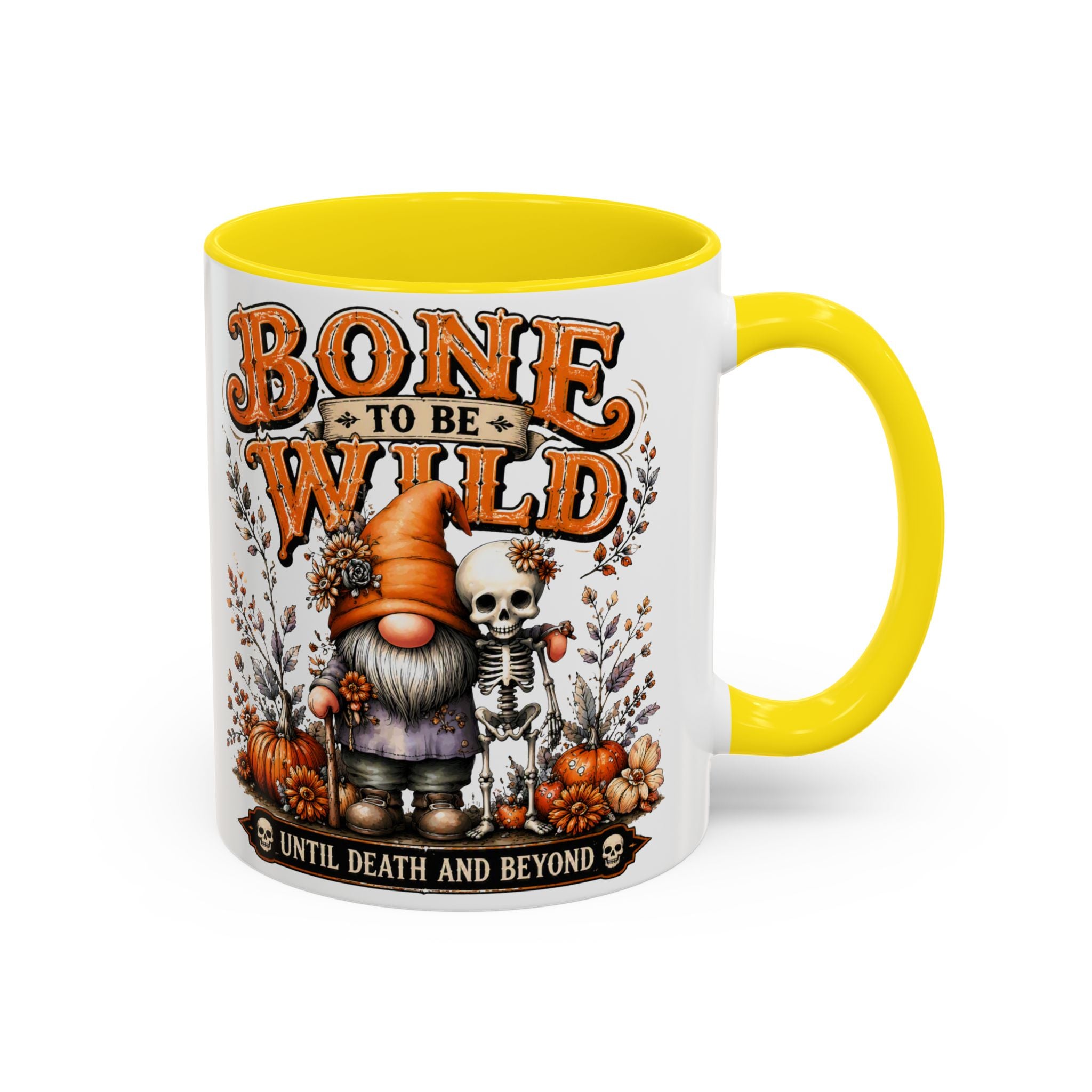 Bone to Be Wild Coffee Mug — Halloween Pumpkin Gnome & Skeleton Accent Mug (11/15oz)