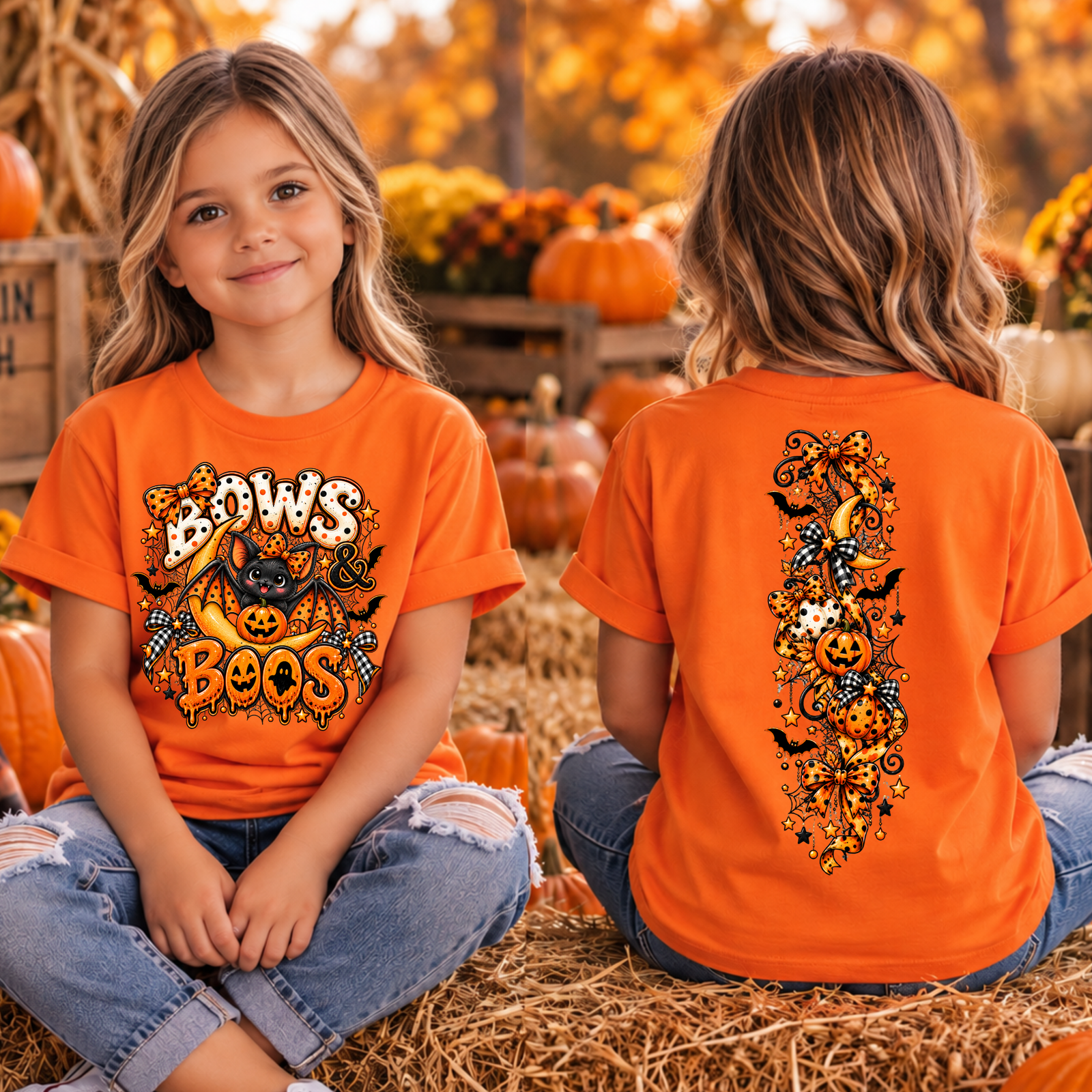 Kids Bows and Boos Front and Back Graphics TheCraftNook
