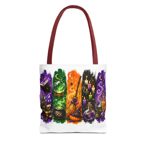 Autumn Alchemy Halloween Tote Bag — Colorful Witchcraft Apothecary Design Printify