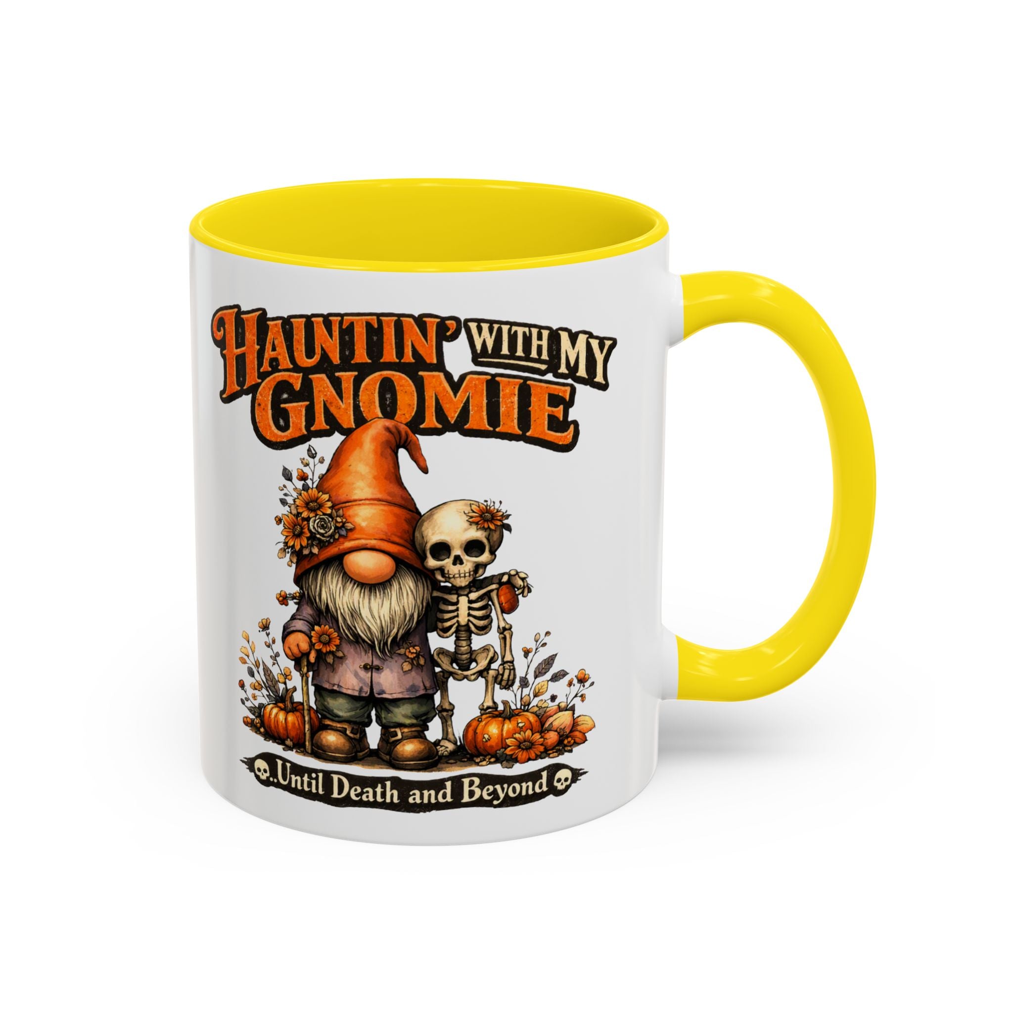 Hauntin' With My Gnomie Halloween Coffee Mug — 'Until Death and Beyond' Accent Mug