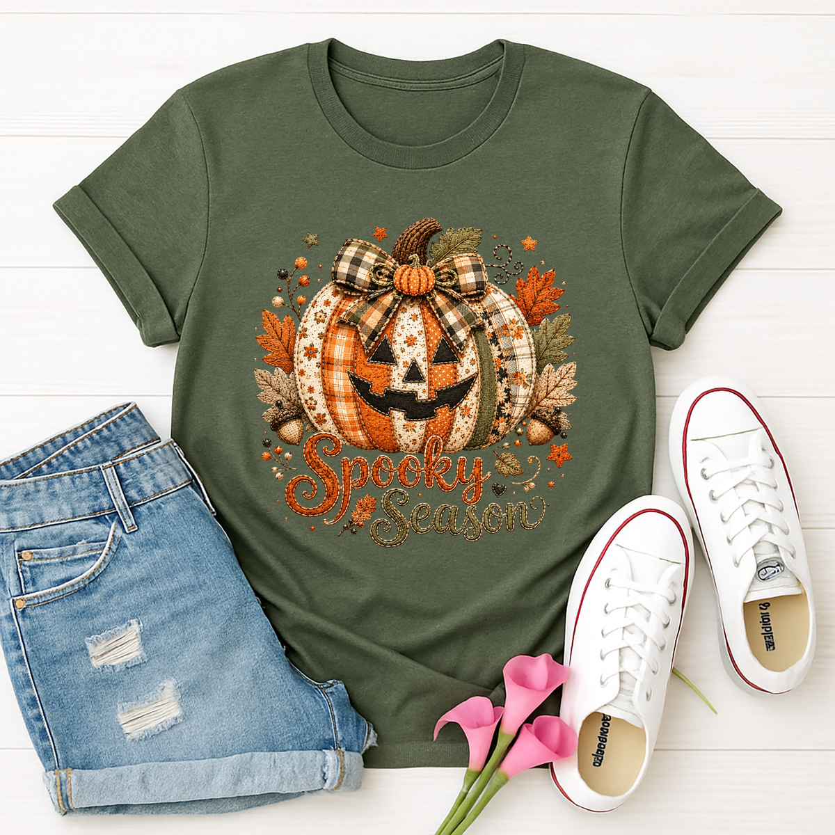 Spooky Season Patchwork T-Shirt TheCraftNook
