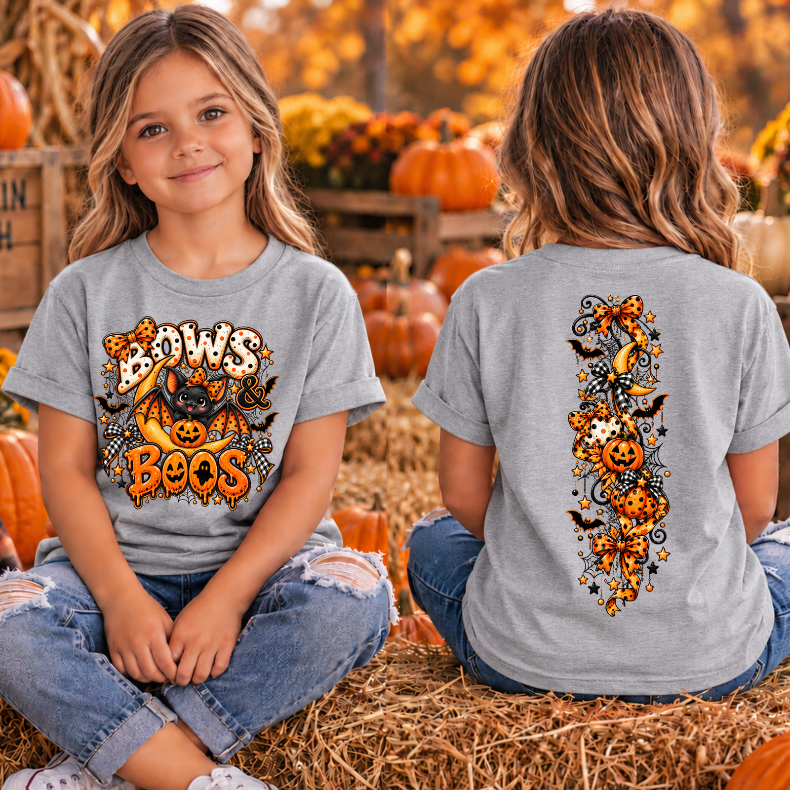 Kids Bows and Boos Front and Back Graphics TheCraftNook