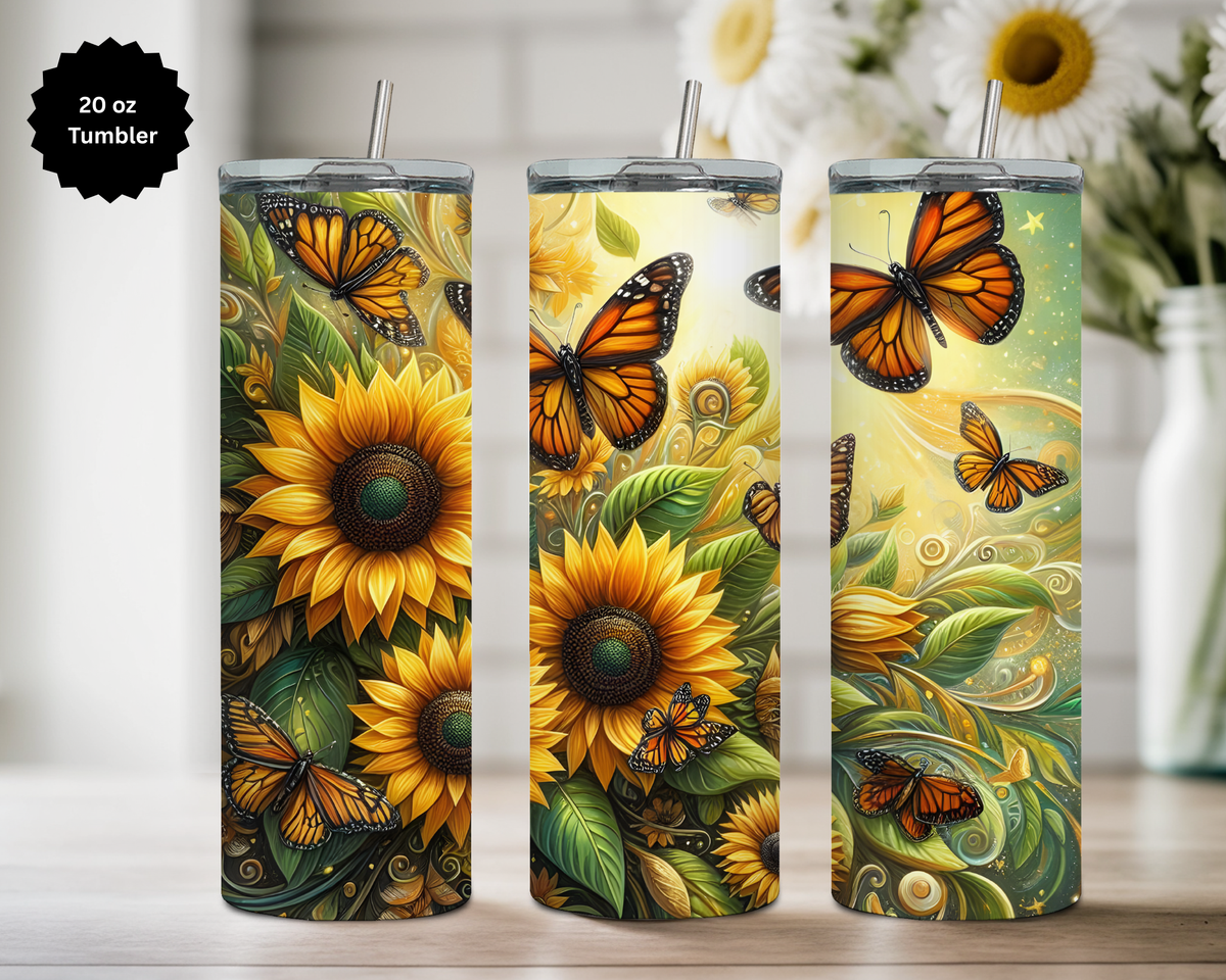 Butterfly 20 oz Stainless-Steel Tumblers. Multiple Sizes and Images Available. TheCraftNook