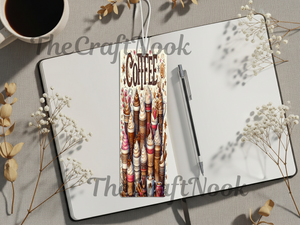 Caffeine & Chapters Bookmark. Aluminum Metal Bookmarks TheCraftNook