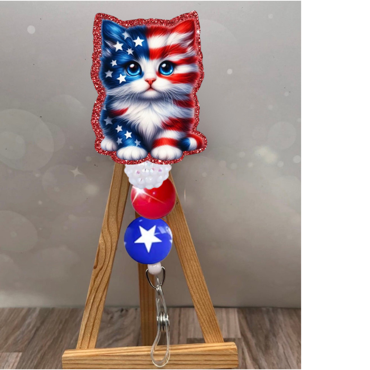 Patriotic Kitten Badge Pull TheCraftNook