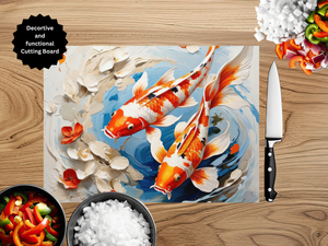 Koi Fish Glass Cutting Board - Tempered Glass Kitchen Board TheCraftNook