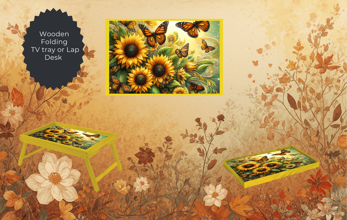 Butterfly Folding TV Trays - Handcrafted Wooden Serving Trays with Glitter TheCraftNook