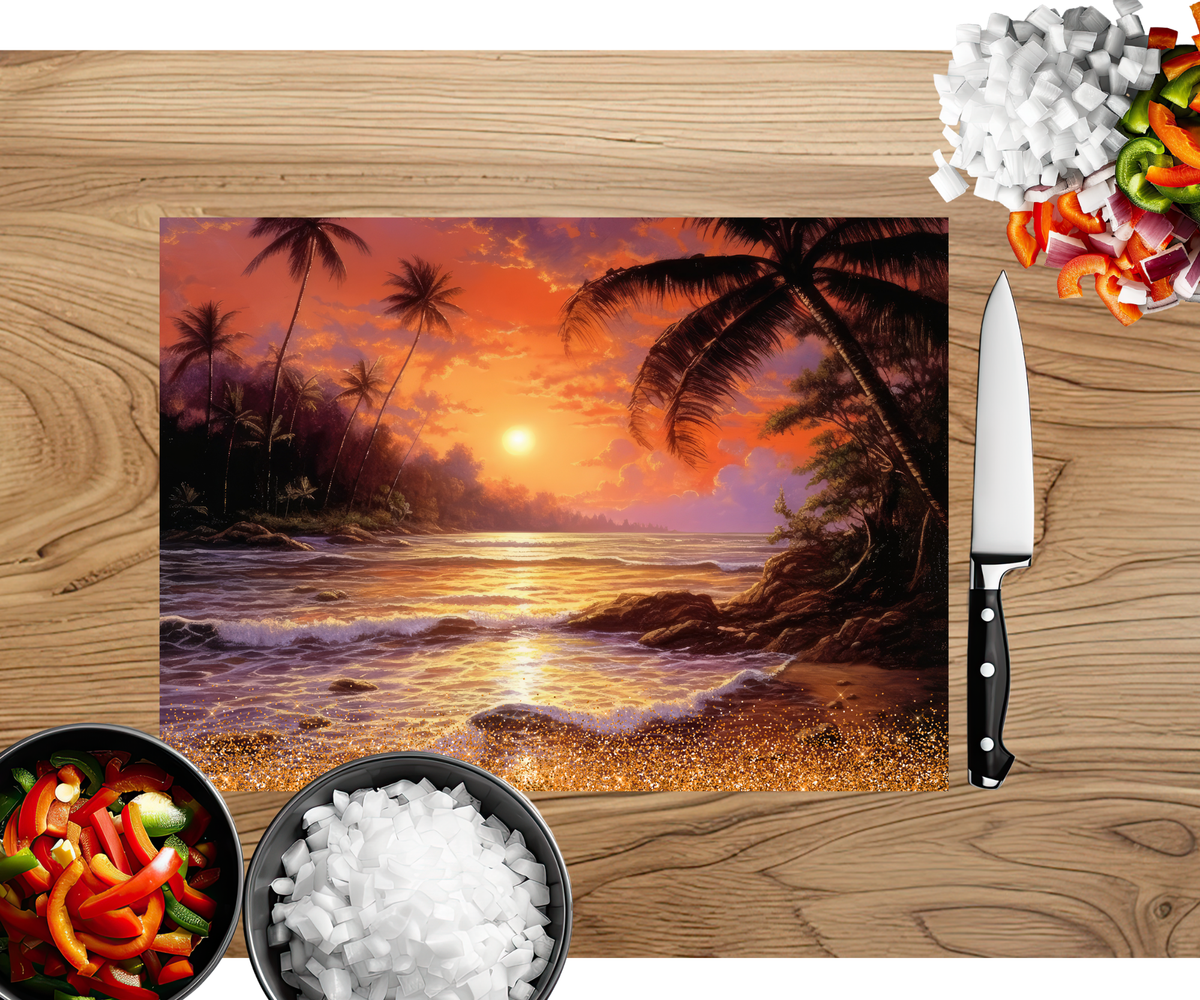 Beach Vibes Glass cutting boards. Multiple images Available. TheCraftNook