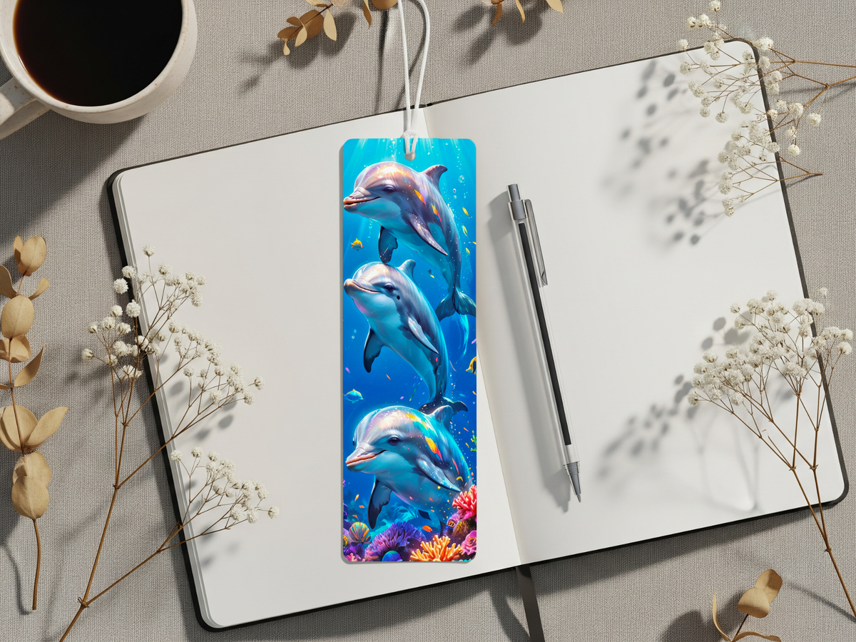 Aluminum Metal Bookmarks, Dolphin images. Make every chapter a splash! TheCraftNook