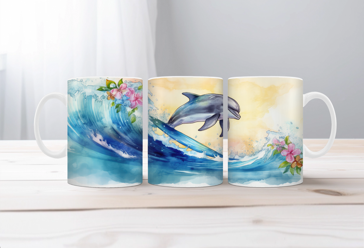 Flippin’ Cute Morning Mug, Dolphin coffee Mugs. Two sizes to choose from. TheCraftNook