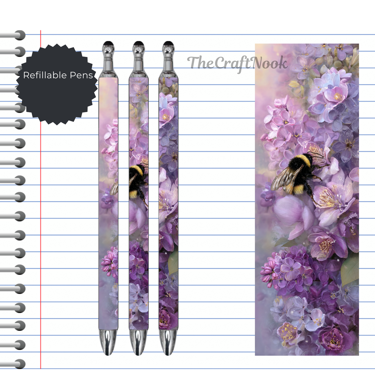 Refillable Pens, Honeybee Images. Bee happy while you write. Multiple options and Images available TheCraftNook
