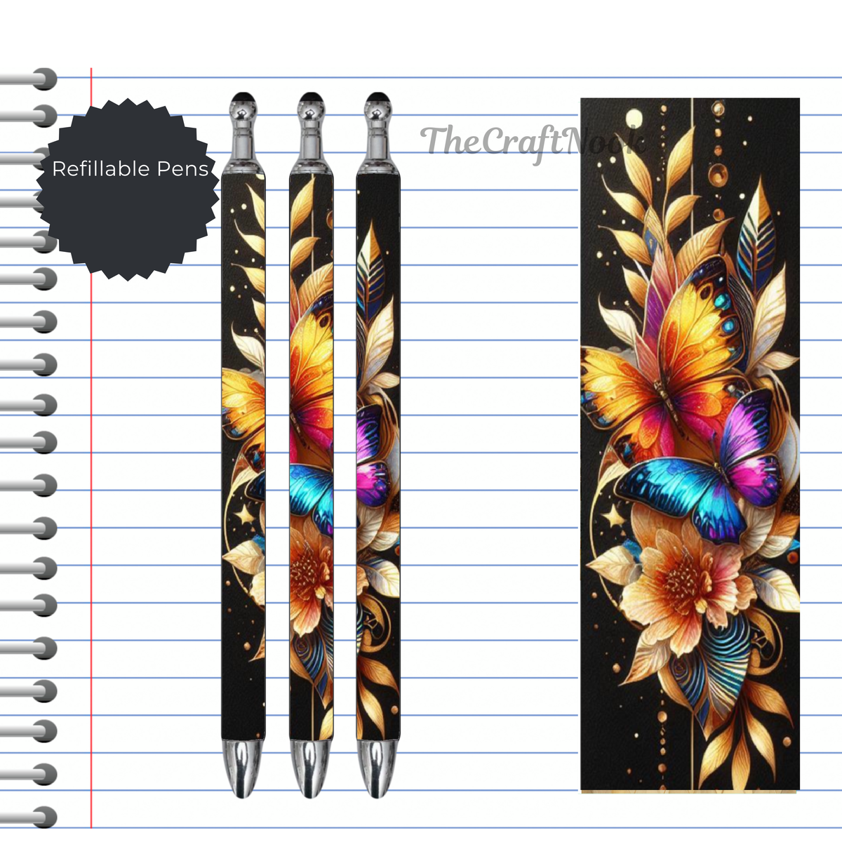 Butterfly Refillable Pens, multiple options and Images available. TheCraftNook