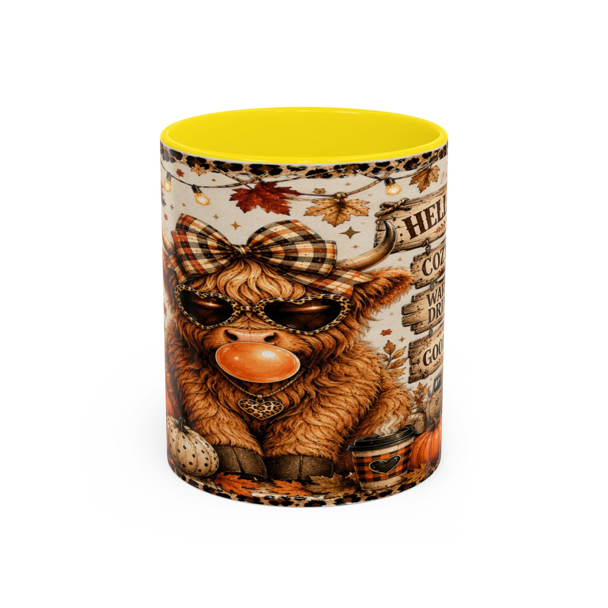 Hello Fall Accent Coffee Mug — Cozy Days, Warm Drinks & Good Vibes Autumn Mug