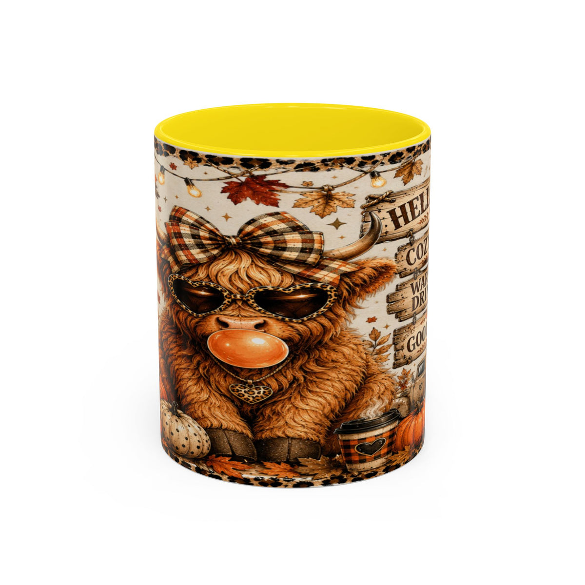 Hello Fall Accent Coffee Mug — Cozy Days, Warm Drinks & Good Vibes Autumn Mug Printify