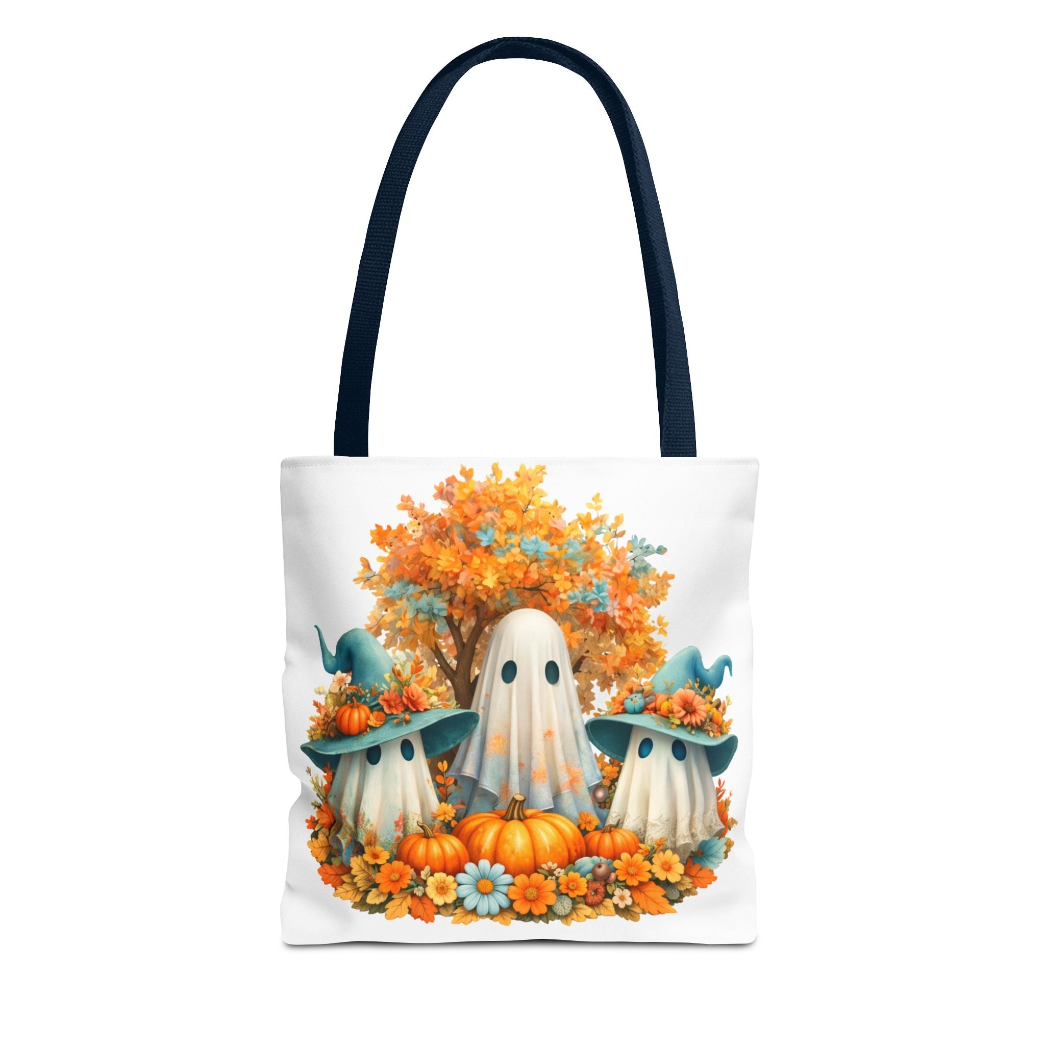 Spooky Cute Ghosts Tote Bag — Cute Halloween Pumpkin & Floral Fall Tote