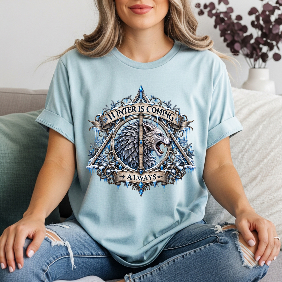 Winter Is Coming Always Wolf Graphic T-Shirt TheCraftNook