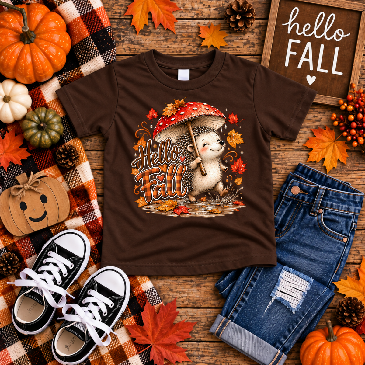Kids Hello Fall Hedgehog TheCraftNook