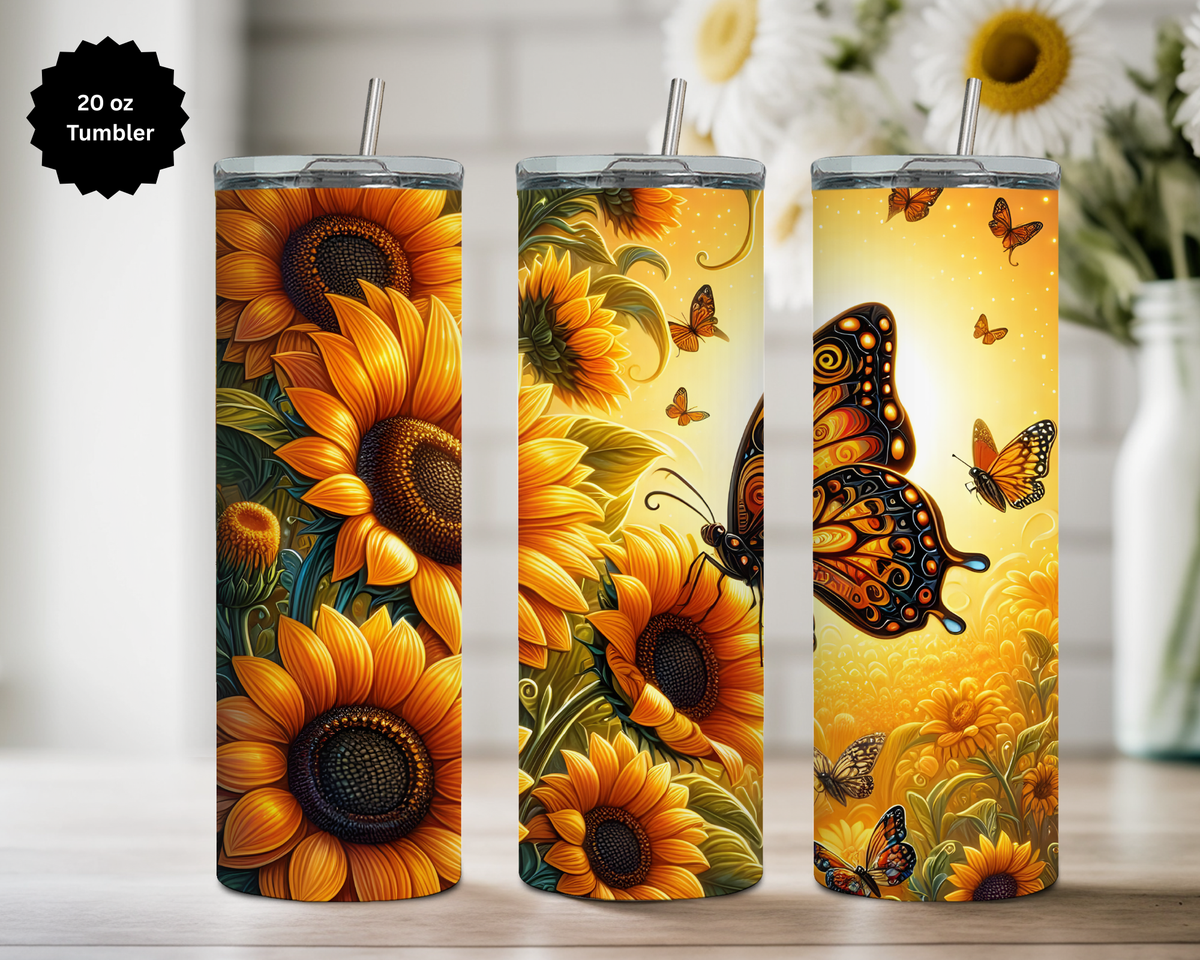 Butterfly 20 oz Stainless-Steel Tumblers. Multiple Sizes and Images Available. TheCraftNook