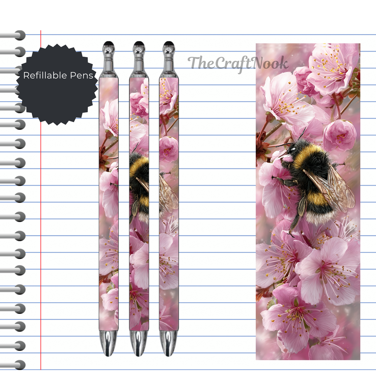 Refillable Pens, Honeybee Images. Bee happy while you write. Multiple options and Images available TheCraftNook