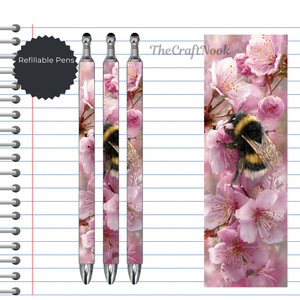 Refillable Pens, Honeybee Images. Bee happy while you write. Multiple options and Images available TheCraftNook