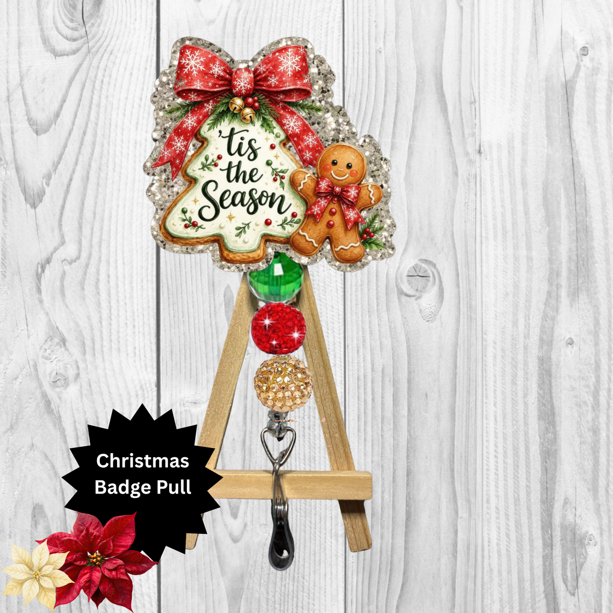 Tis The Season Glitter Badge Pull | Badge Reel TheCraftNook
