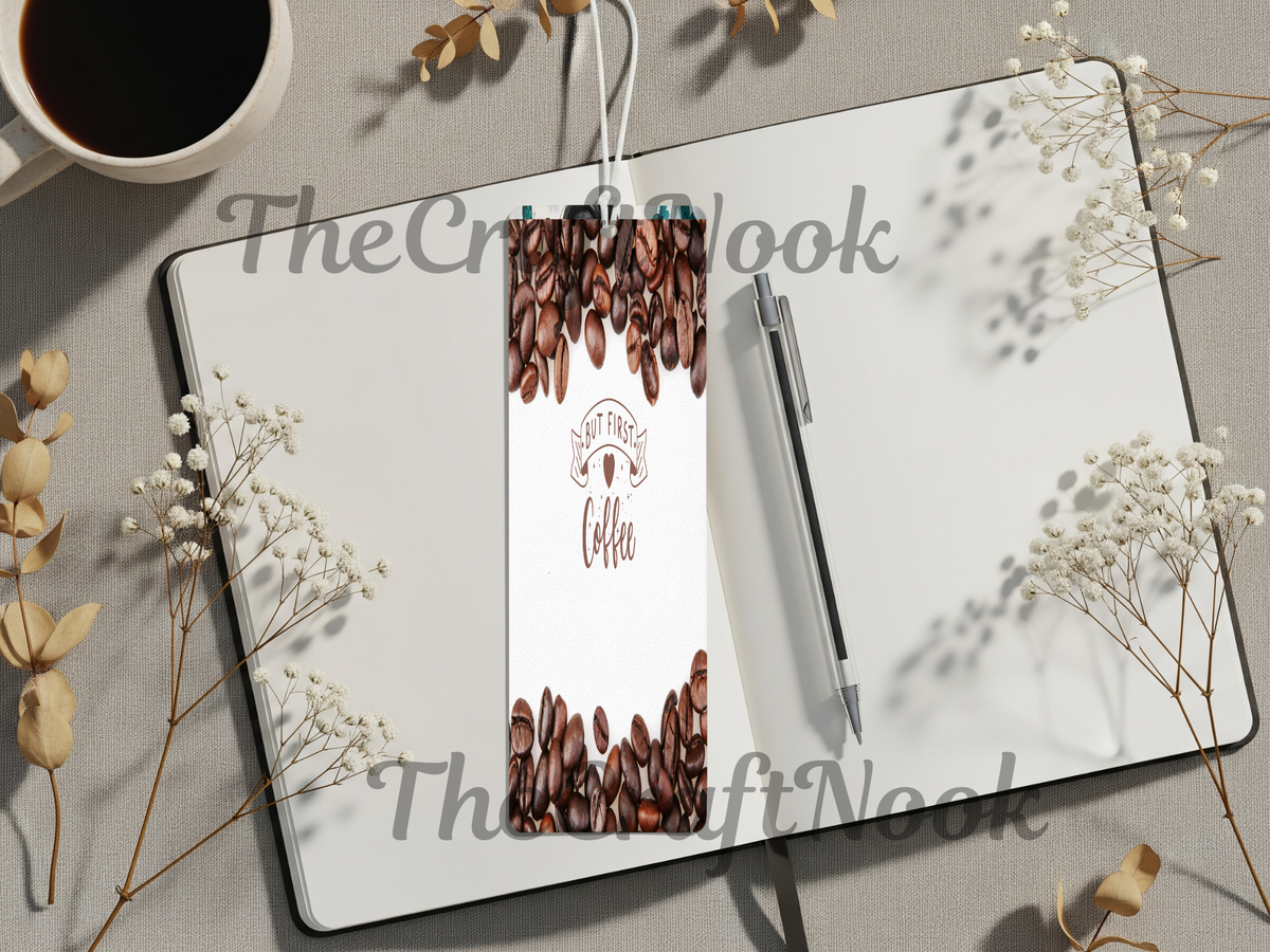 Caffeine & Chapters Bookmark. Aluminum Metal Bookmarks TheCraftNook