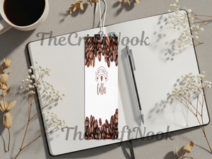 Caffeine & Chapters Bookmark. Aluminum Metal Bookmarks TheCraftNook