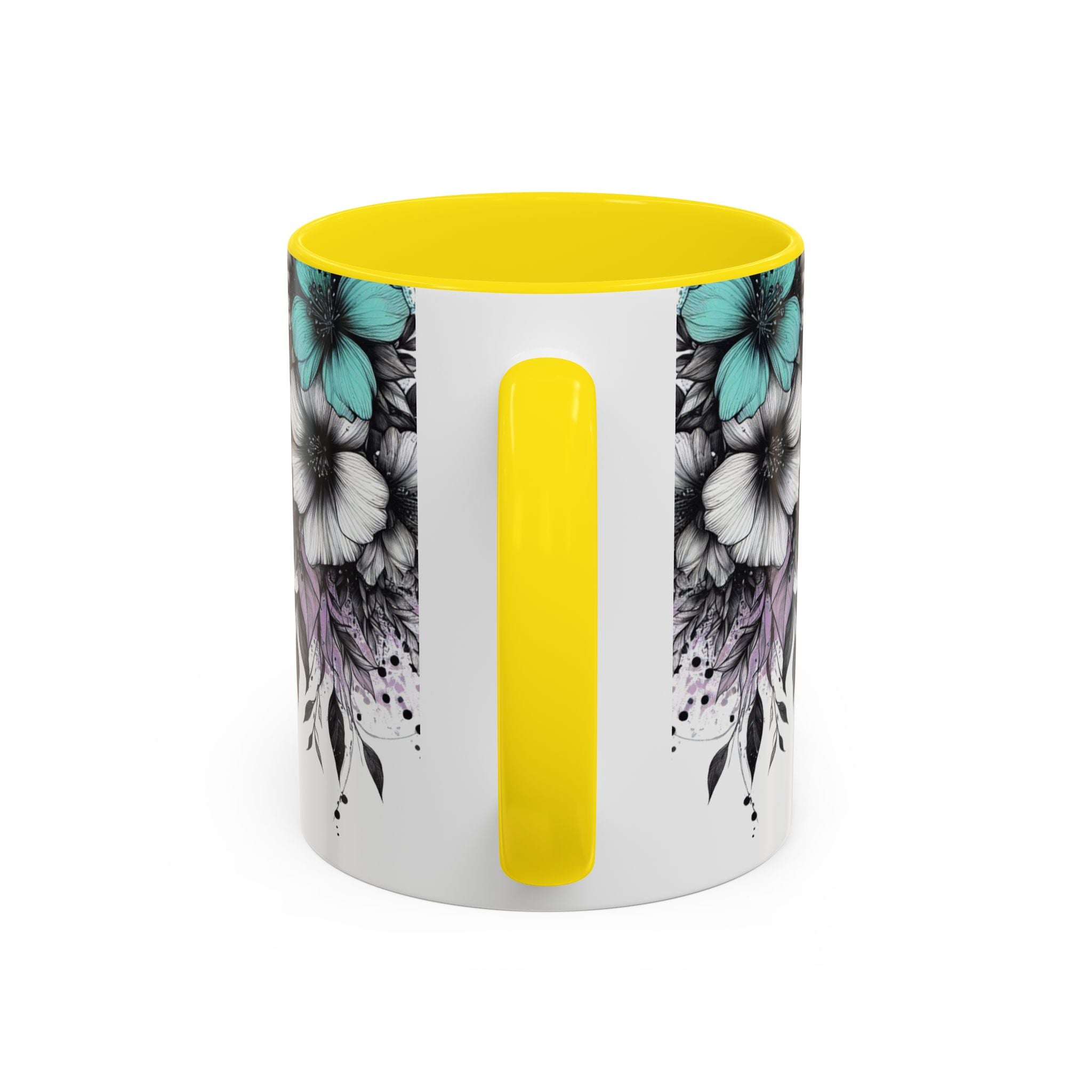 Highland Cow Floral Accent Coffee Mug — Cute Rustic Farmhouse Kitchen Gift