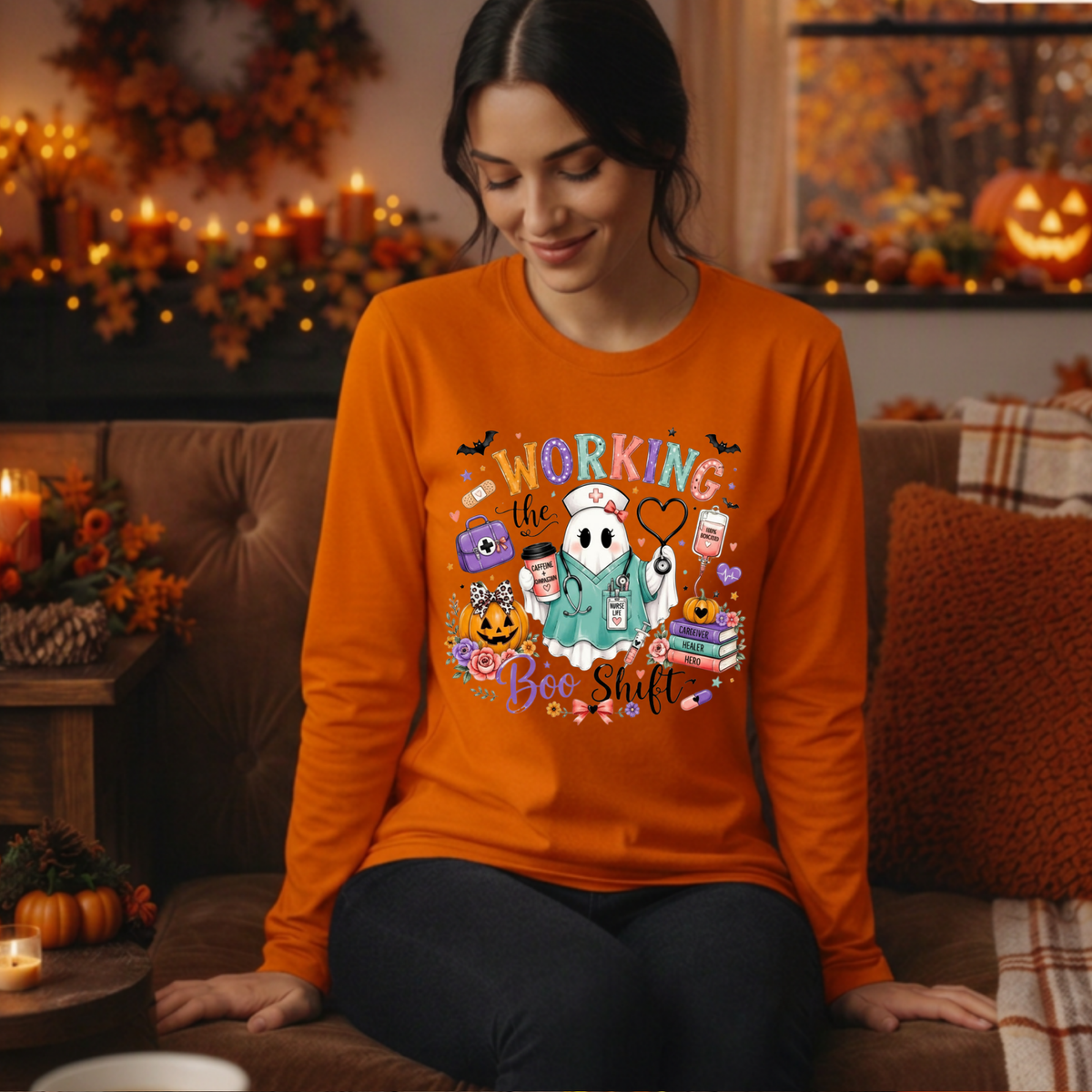 Boo Shift Long Sleeve Tee TheCraftNook