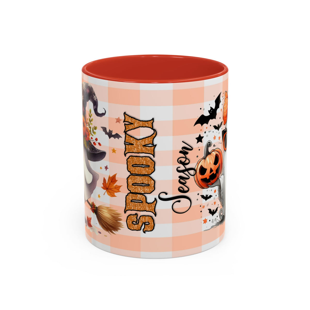 Spooky Season Accent Coffee Mug — Cute Halloween Ghost with Pumpkins (11/15oz) Printify
