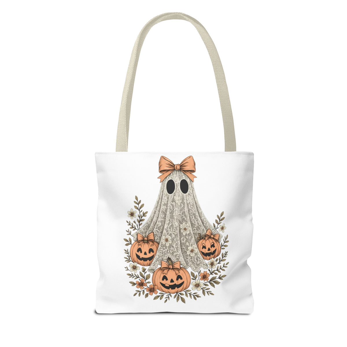 Lacey Ghost Halloween Cottagecore Tote Bag Printify