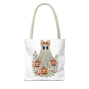 Lacey Ghost Halloween Cottagecore Tote Bag Printify