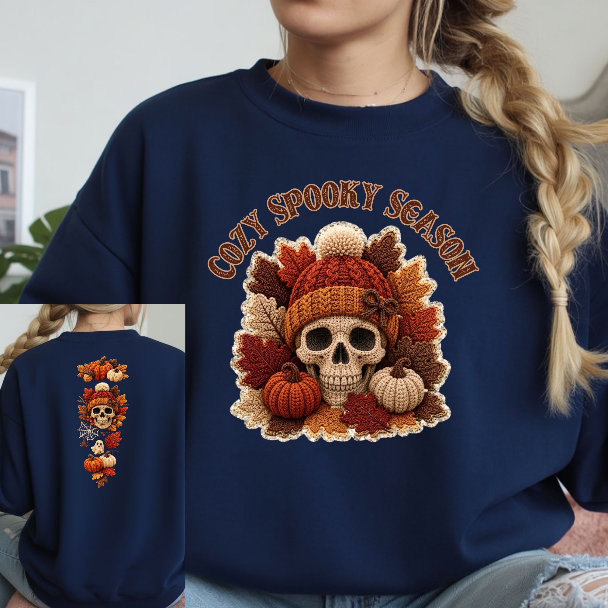 Spooky Halloween Sweatshirt – Double-Sided Fleece Crewneck