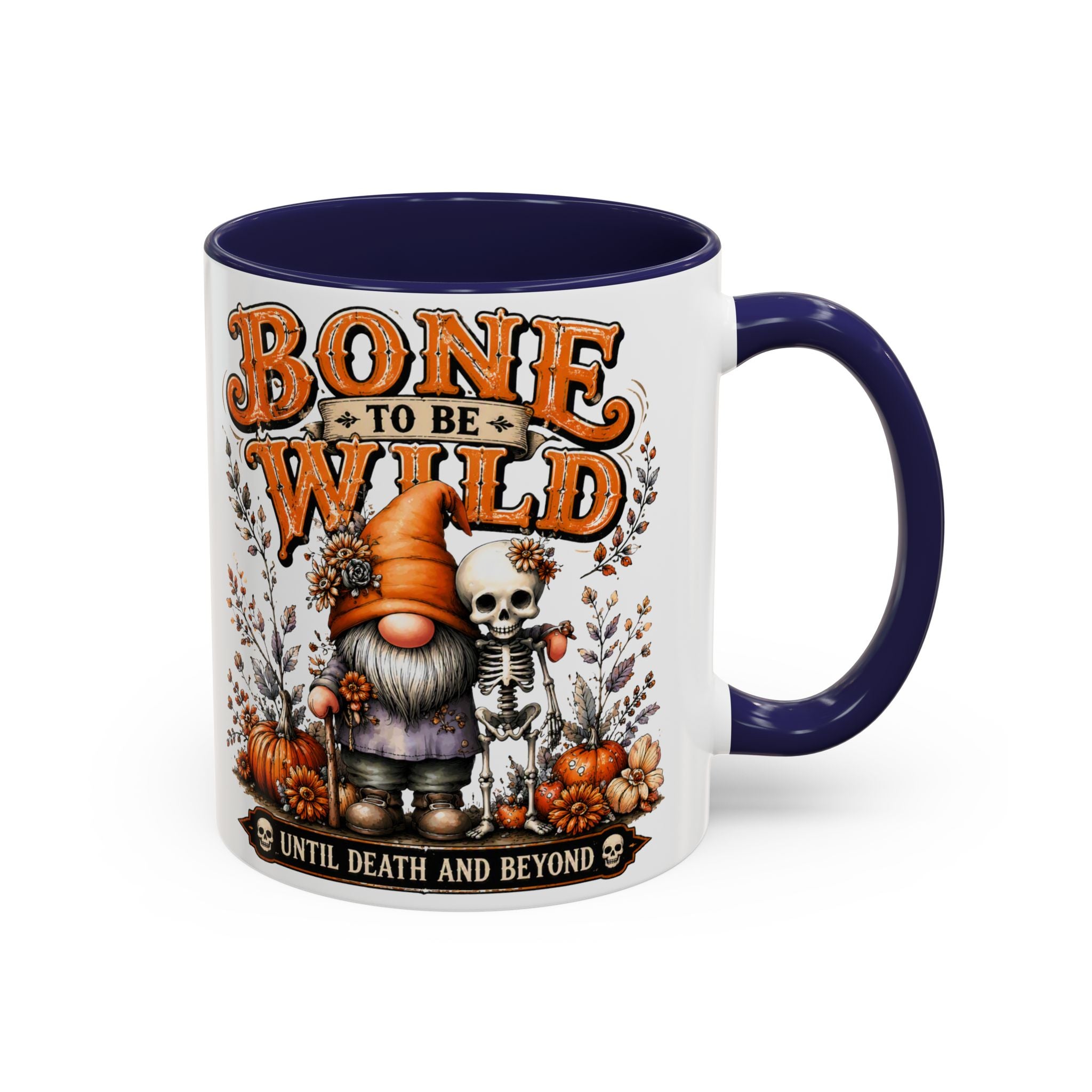 Bone to Be Wild Coffee Mug — Halloween Pumpkin Gnome & Skeleton Accent Mug (11/15oz)