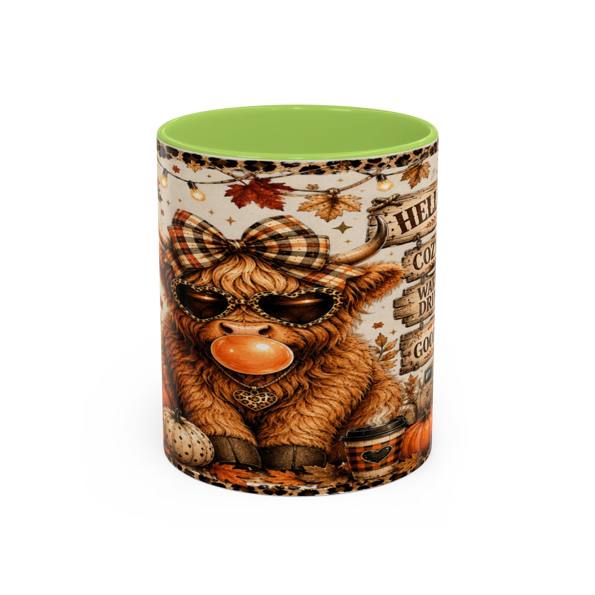 Hello Fall Accent Coffee Mug — Cozy Days, Warm Drinks & Good Vibes Autumn Mug