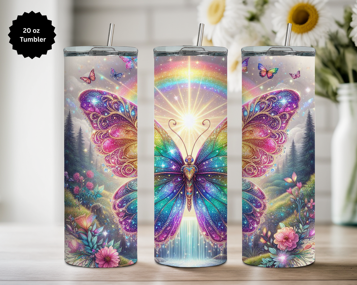 Butterfly 20 oz Stainless-Steel Tumblers. Multiple Sizes and Images Available. TheCraftNook