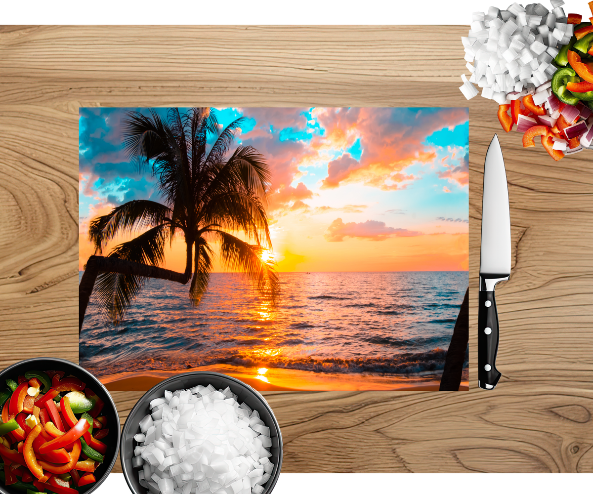 Beach Vibes Glass cutting boards. Multiple images Available. TheCraftNook
