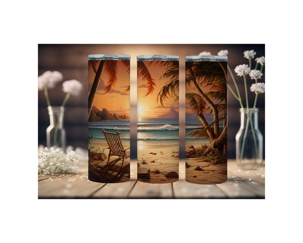 20 oz Beach Bliss Stainless Steel Tumblers, Multiple images to Choose from. TheCraftNook