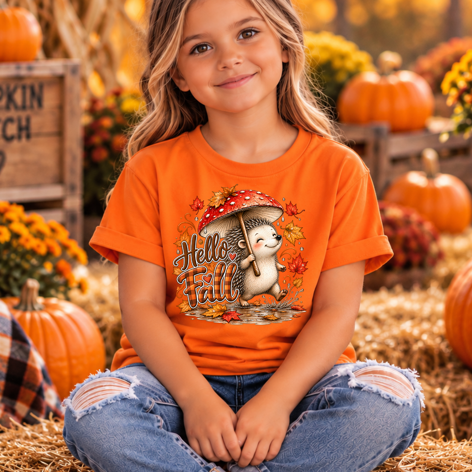 Kids Hello Fall Hedgehog TheCraftNook